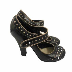 Marc Jacobs Womens Heels Leather Shoes Mary Jane Size 7 Black Poke Dots